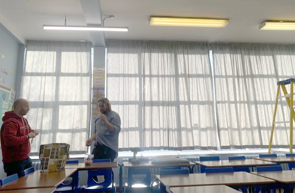 Refitting of classroom curtains
